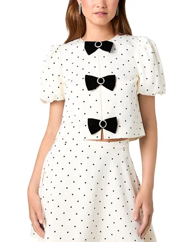 French Connection Maelys Puff Sleeve Bow Detail Top In White