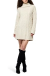 French Connection Makira Long Sleeve Cable Stitch Sweater Dress In Neutral