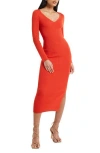 French Connection Mari Knit Midi Dress Mandarin Red Multi In Mandarin