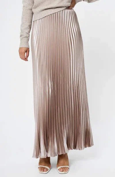 French Connection Marielle Pleated Metallic Satin Maxi Skirt
