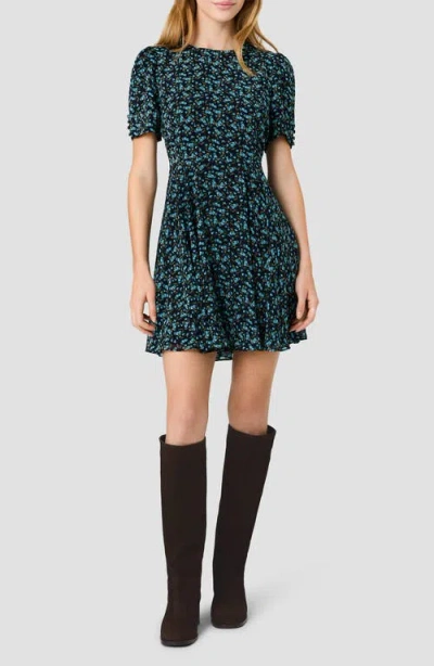 French Connection Marina Ditsy Floral Chiffon Minidress In Black