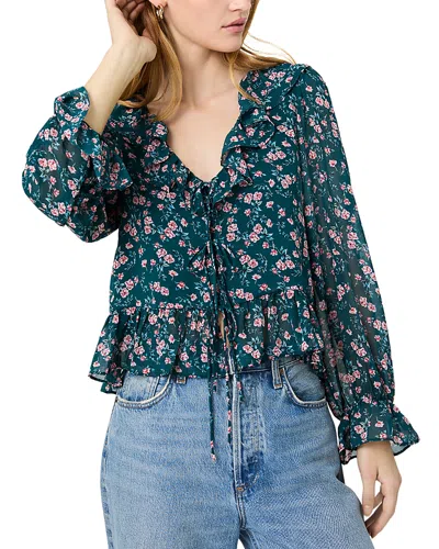 French Connection Marina Lucia Floral Ruffle Trim Top In Multi