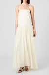 French Connection Marina Mixed Media Drop Waist Maxi Dress In White