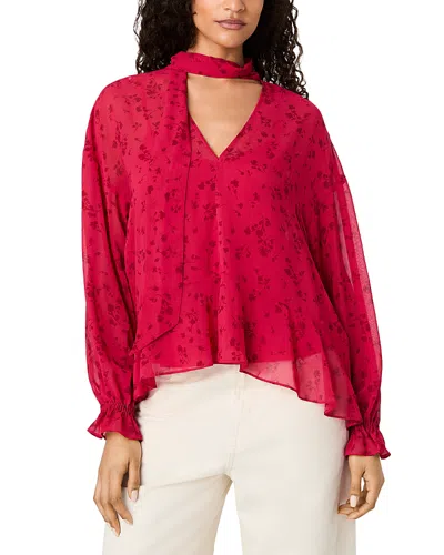 French Connection Marina Silky Chiffon Blouse In Red