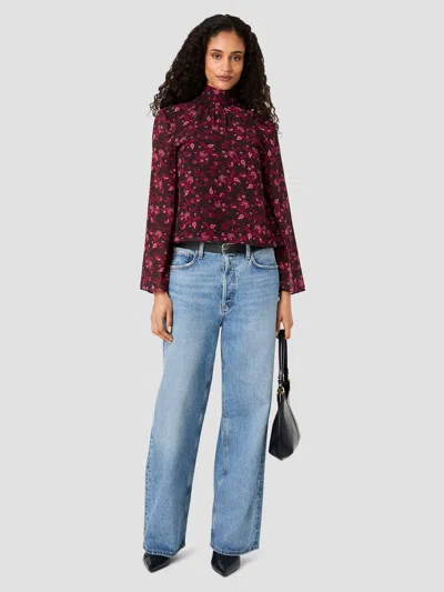 French Connection Marina Silky Chiffon Tie Neck Long Sleeve Top In Rose Boudoir