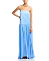French Connection Marina Mixed Media Drop Waist Maxi Dress In Blue
