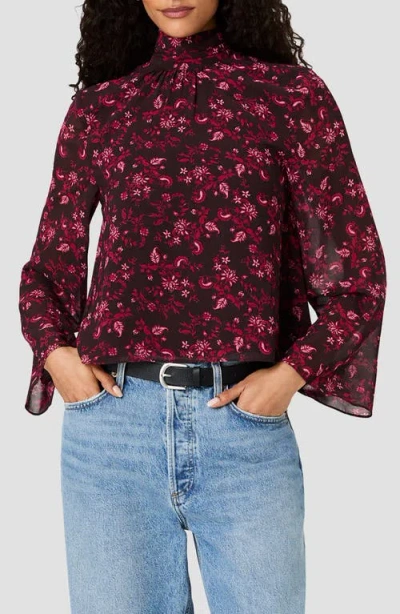 French Connection Marina Tie Neck Chiffon Top In Purple