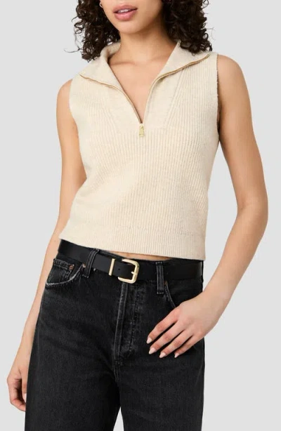 French Connection Marley Half Zip Rib Sweater Vest In Oatmeal Melange