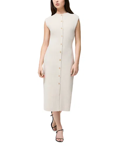 French Connection Marley Knit Button Front Dress In Neutral
