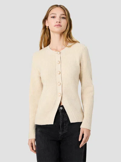 French Connection Marley Knit Button Front Top In Neutral
