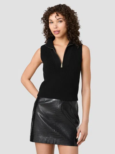 French Connection Marley Knit Half Zip Vest In Black