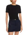 French Connection Marley Knit Round Neck Top In Black
