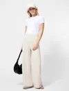French Connection Marley Knit Wide Leg Pant  Trousers In Neutral