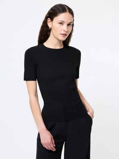 French Connection Marley Knit Wide Rib Top  Tops In Black