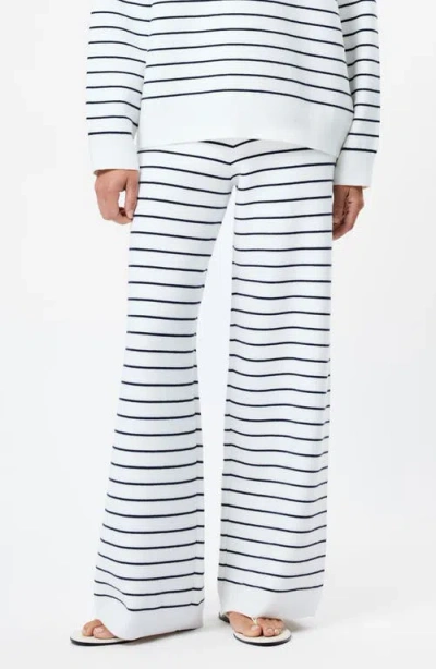 French Connection Marley Striped Knit Wide Leg Pants In White