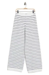 French Connection Marley Striped Knit Wide Leg Pants In White