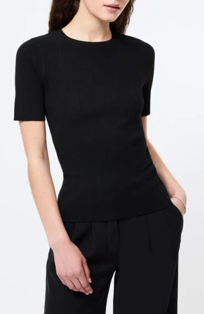 French Connection Marley Knit Round Neck Top In Black