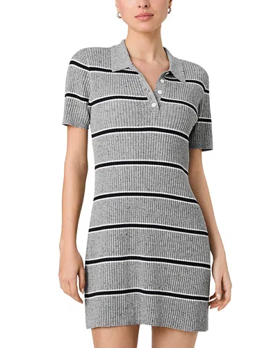 French Connection Mason Knit Varsity Stripe Polo Dress In Gray