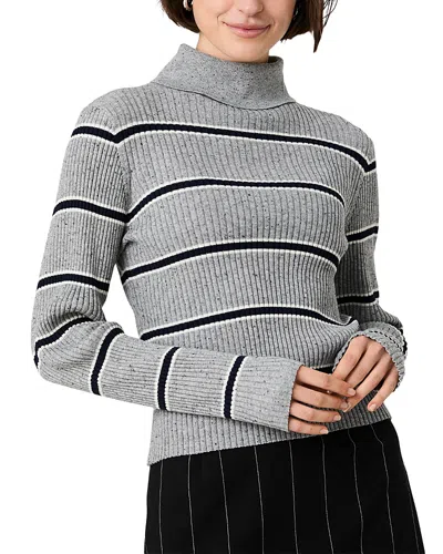 French Connection Mason Knit Varsity Stripe Turtleneck Sweater In Gray