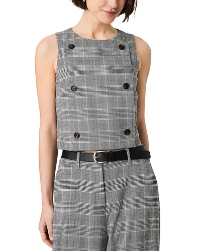 French Connection Matteo Plaid Double Breasted Top In Gray
