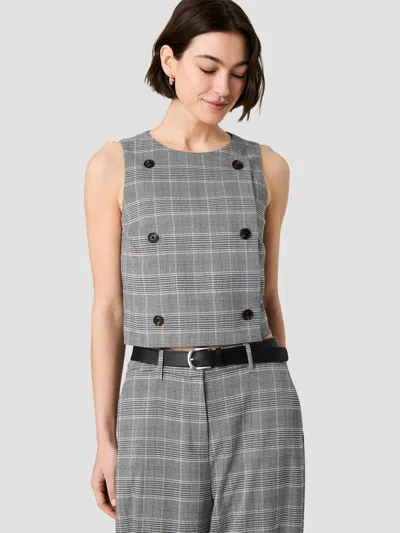 French Connection Matteo Plaid Suiting Double Breasted Top In Gray