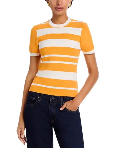 French Connection Maxime Knit Striped Top In Orange