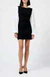 French Connection Maxime Long Sleeve Shift Dress In Black