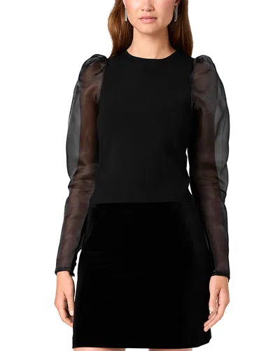 French Connection Maxime Mixed Media Top In Black
