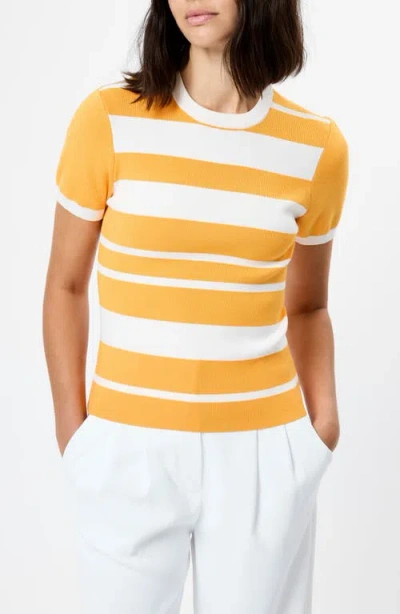 French Connection Maxime Stripe Short Sleeve Top In Orange