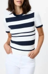 French Connection Maxime Stripe Short Sleeve Top In White