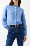 French Connection Melissa Knit Bomber Jacket In Dusted Blue In Dusted Blue