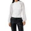 French Connection Melody High Neck Top In White In White