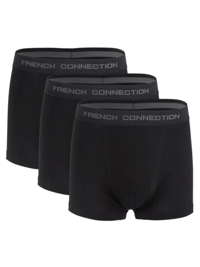 French Connection Men's 3-pack Logo Boxer Briefs In Black