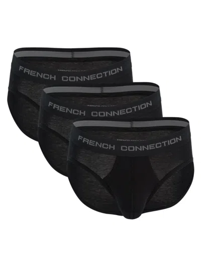French Connection Men's 3-pack Logo Briefs In Black