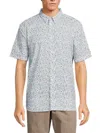 French Connection Men's Floral Short Sleeve Shirt In Marine