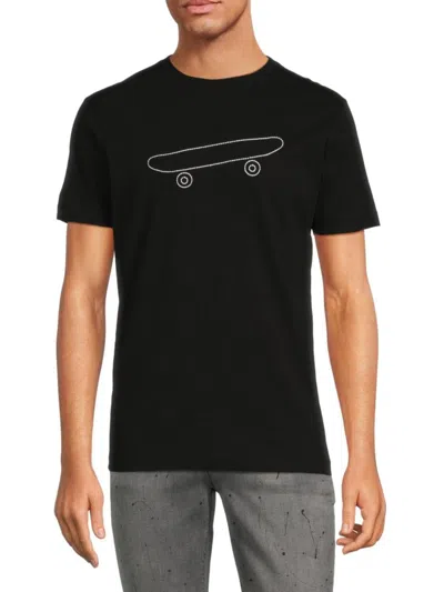 French Connection Men's Skateboard Embroidery Tee In Black