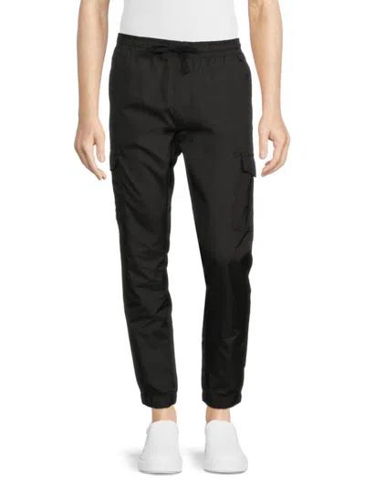 French Connection Men's Solid Drawstring Cargo Joggers In Black