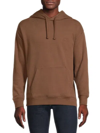 French Connection Men's Solid Drawstring Hoodie In Cocoa Brown