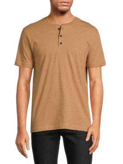 French Connection Men's Solid Henley In Kangaroo
