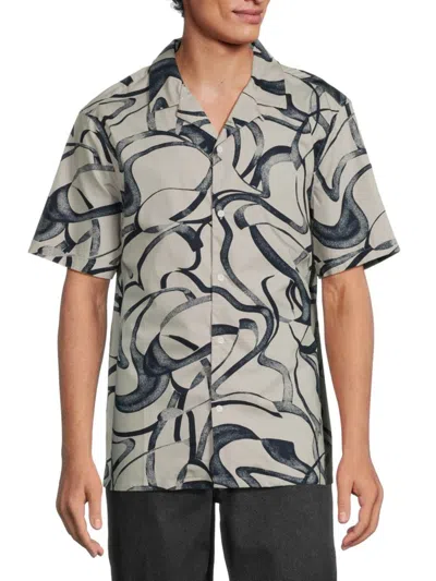 French Connection Men's Swanpool Camp Shirt In Mirage Grey