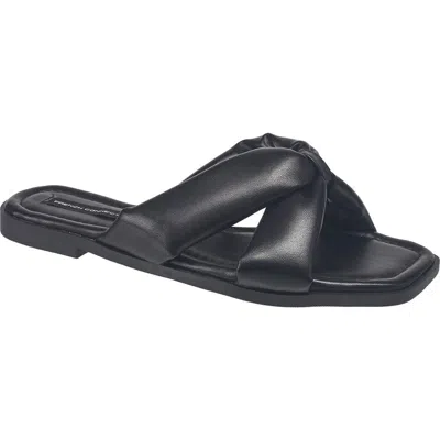 French Connection Merci Faux Leather Slide Sandal In Black