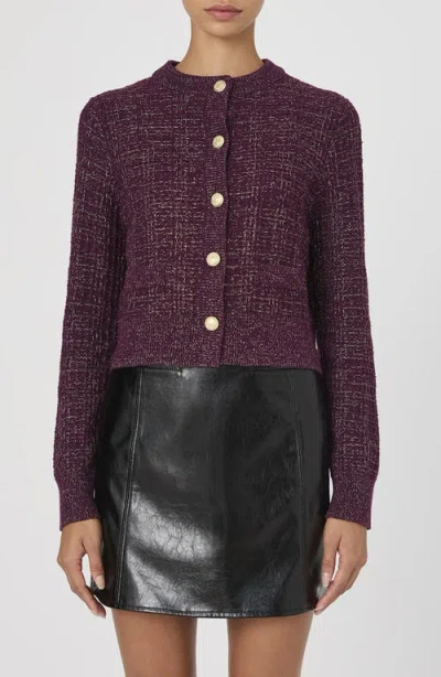 French Connection Metallic Cotton Blend Cardigan In Red