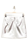 French Connection Metallic Mini Skirt In Silver