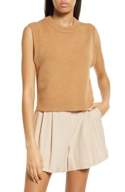 French Connection Millia Ribbed Sweater Vest In Camel