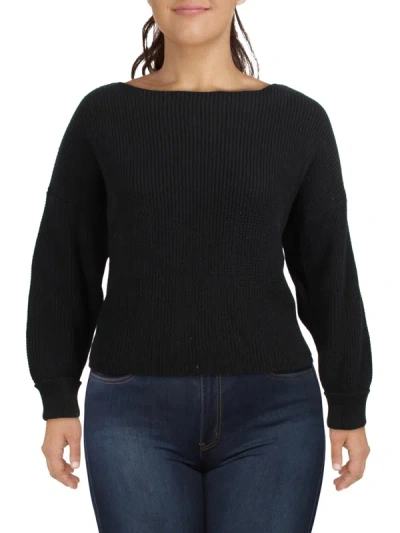 French Connection Millie Mozart Womens Waffle Knit Boat Neck Sweater In Black
