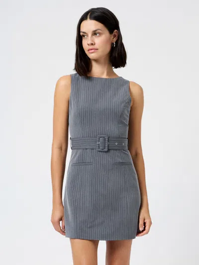 French Connection Minka Pinstripe Belted Mini Dress In Blue