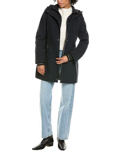 French Connection Mix Media Softshell Coat In Blue