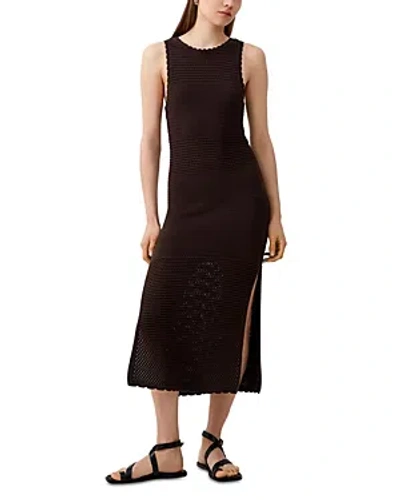 French Connection Momo Nellis Crochet Midi Dress In Chocolate
