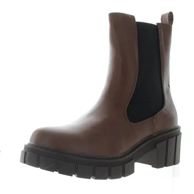 French Connection Montana Lug Womens Stretch Leather Mid-calf Boots In Green