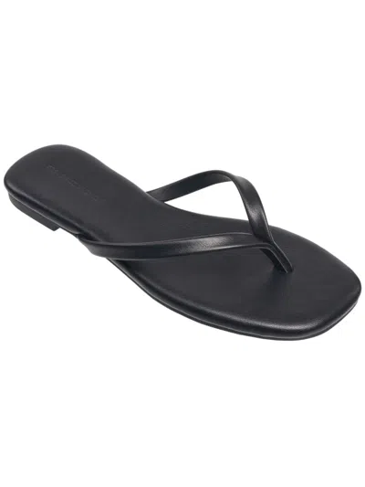 French Connection Morgan Womens Vegan Leather Slip On Thong Sandals In Black